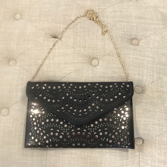 Urban Expressions Handbags - Black Laser Cut Clutch